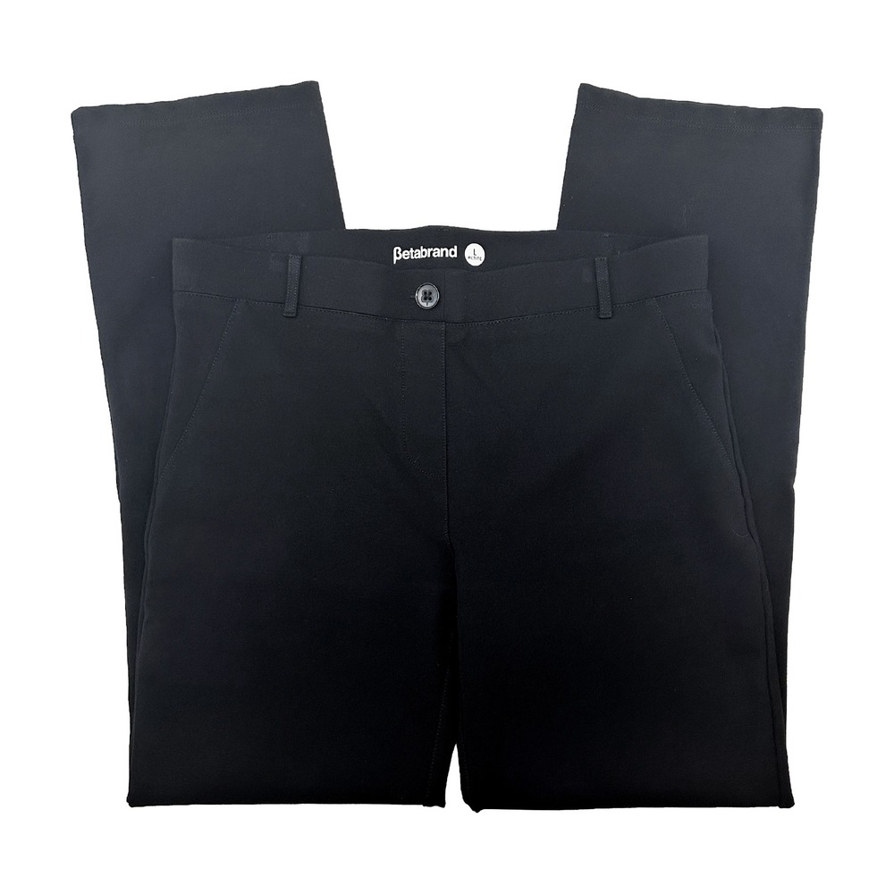 BETABRAND Straight Leg Stretch Dress Pants • Large Petite • black minimalist